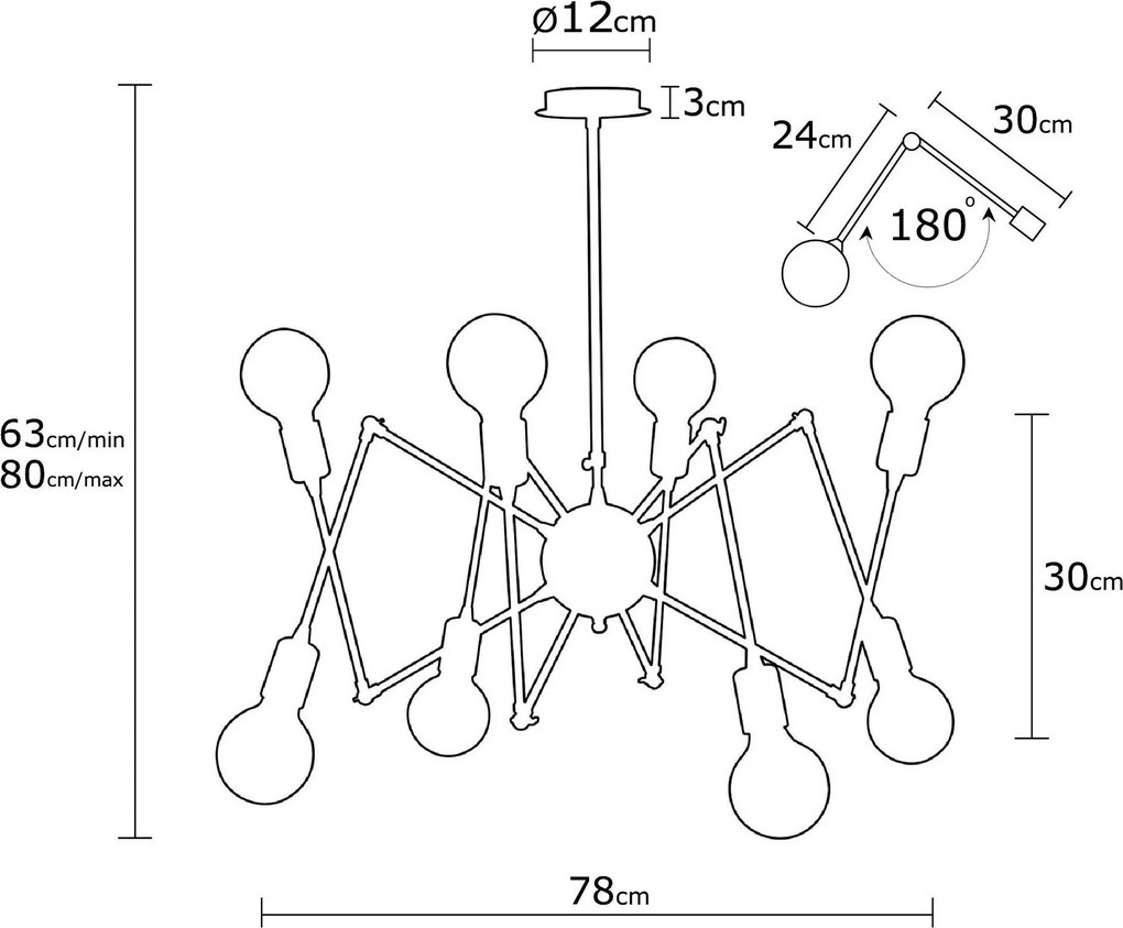 Candeeiro Chandelier Harput – Preto – Diâmetro 78 cm x Altura 80 cm