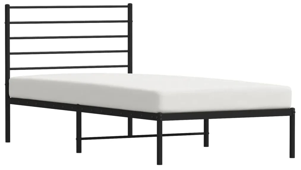 Estrutura de cama com cabeceira 107x203 cm metal preto