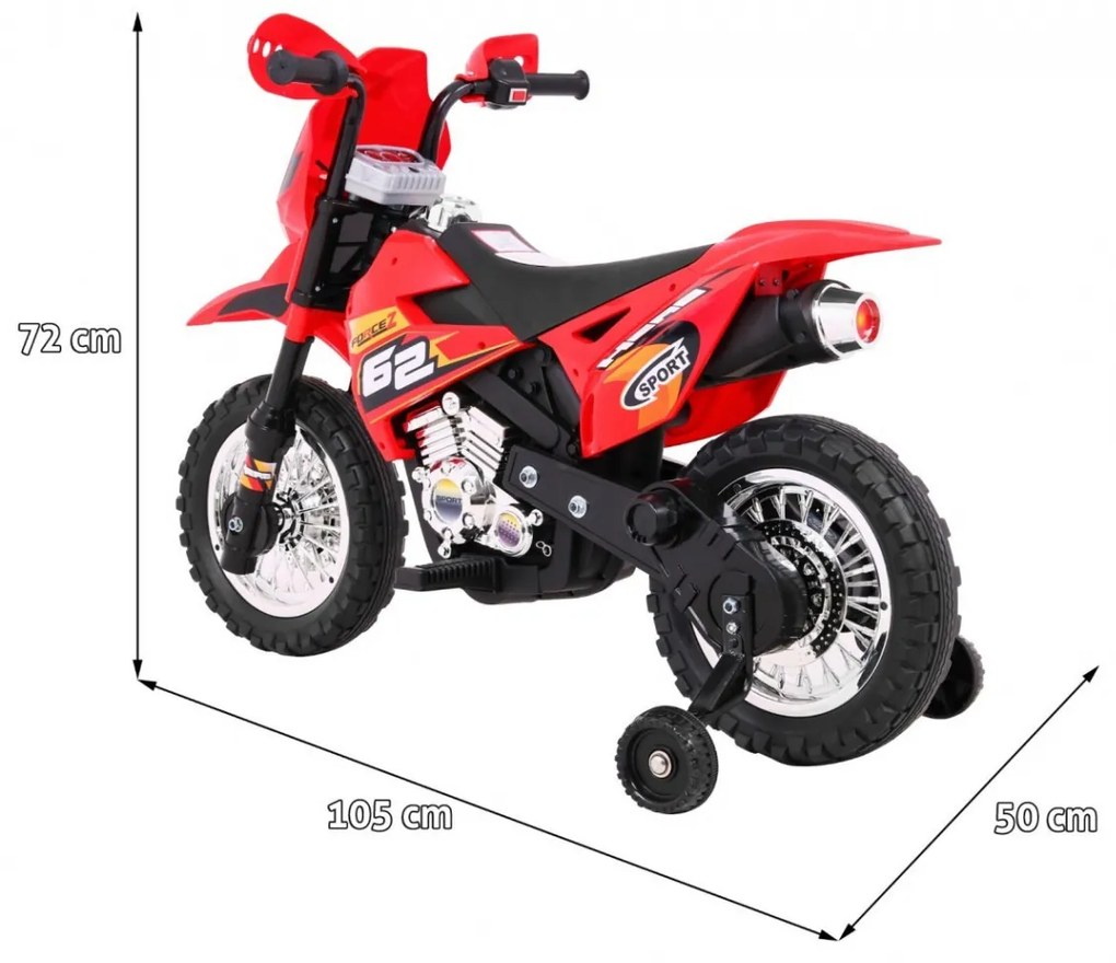 Mota elétrica para Crianças 6V Cross Vermelha