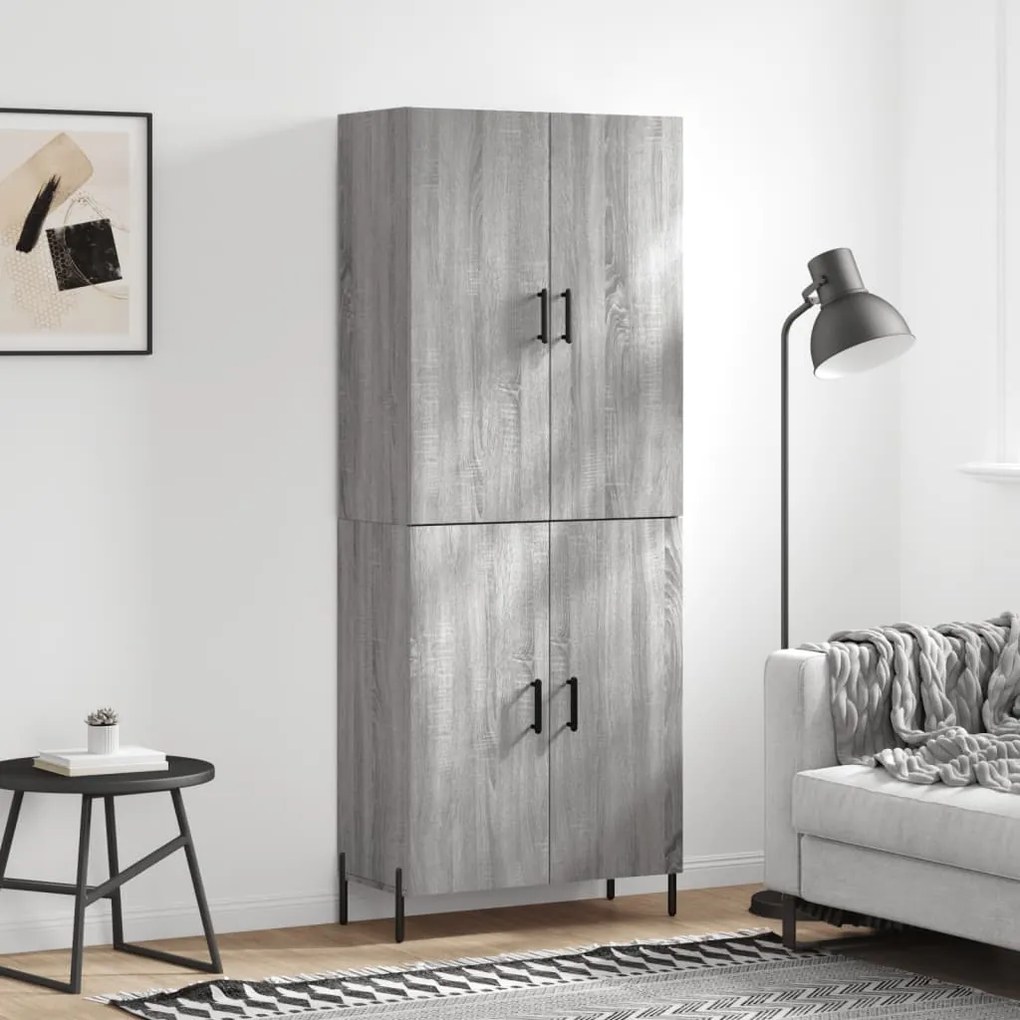 vidaXL Armário alto 69,5x34x180 cm derivados de madeira sonoma cinza