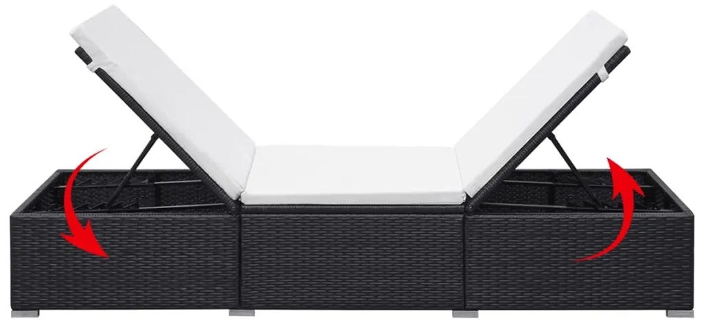 Espreguiçadeiras com almofadões 2 pcs vime PE preto