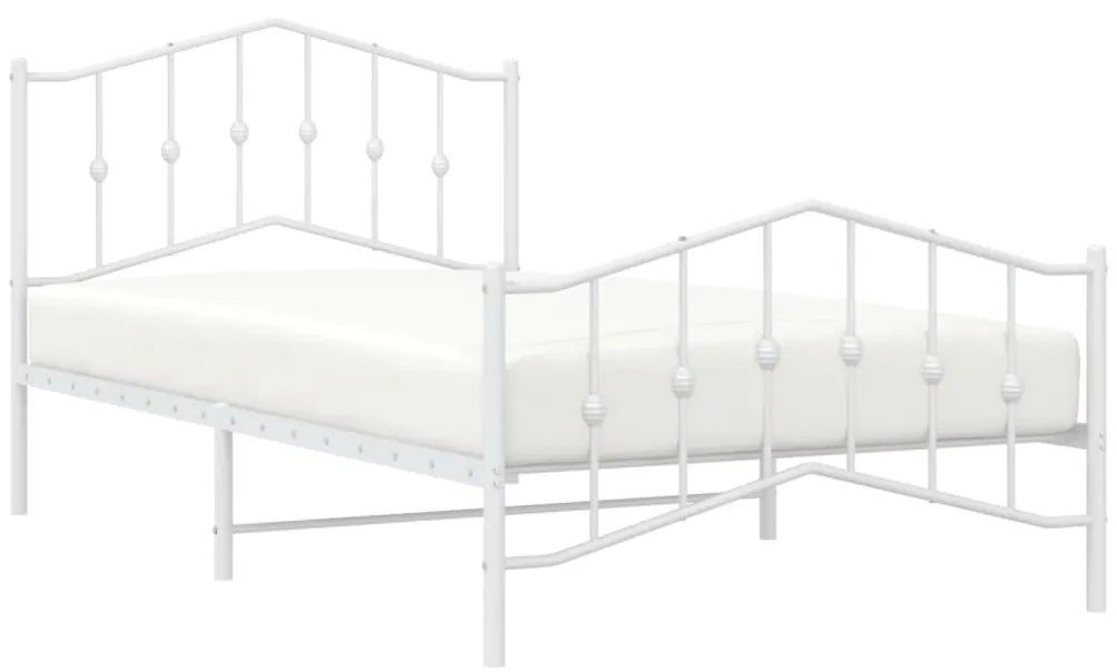 Estrutura de cama com cabeceira e pés 107x203 cm metal branco