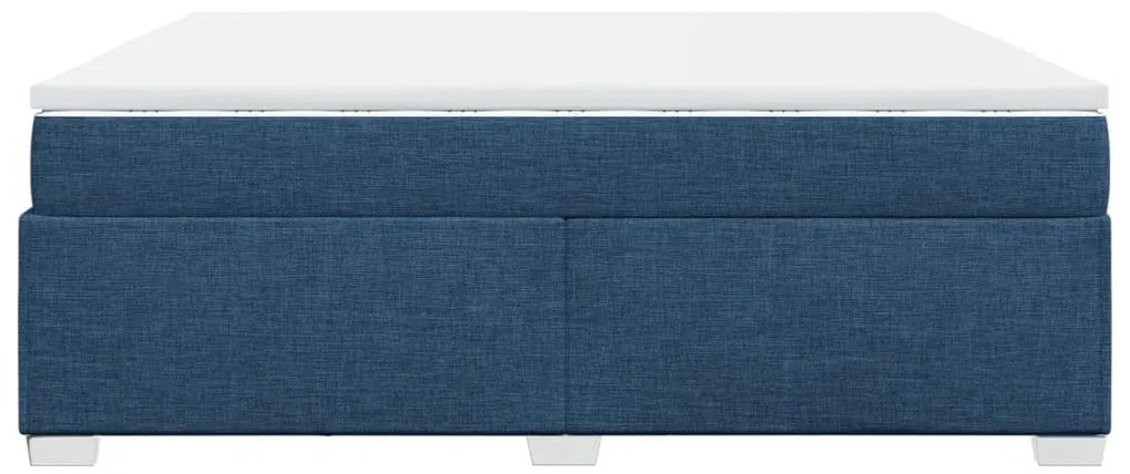 Cama com molas/colchão 200x200 cm tecido azul