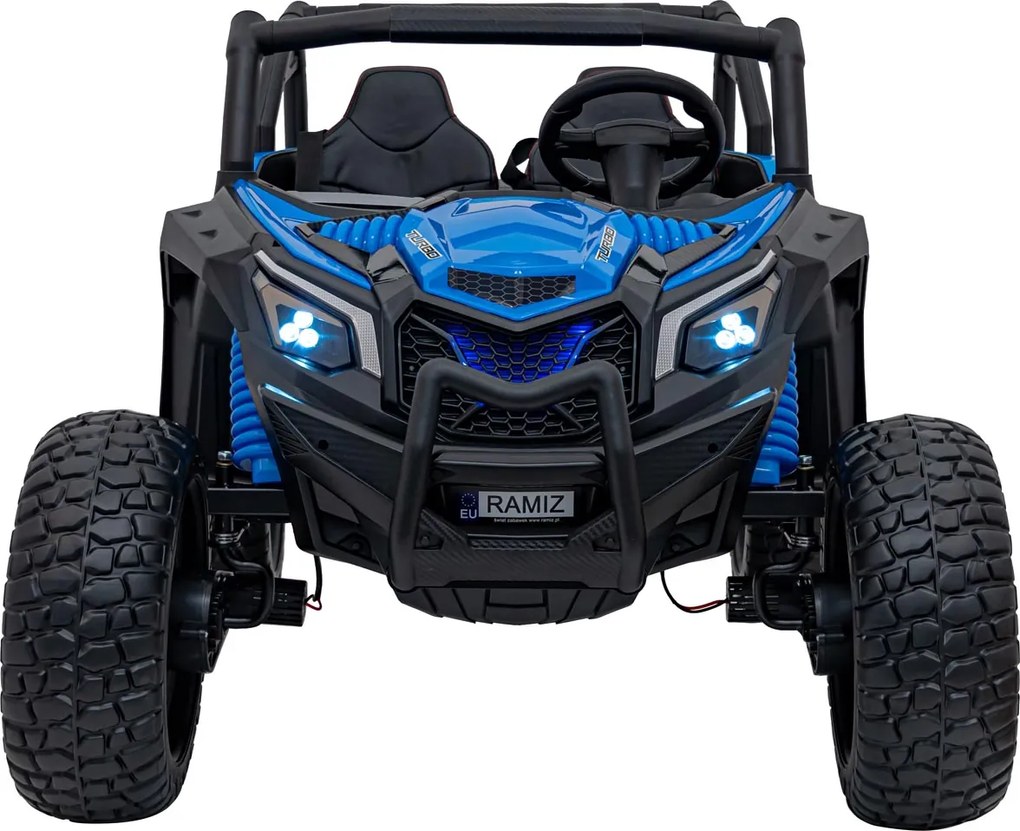 Buggy elétrico para Crianças 24V, 4x4, 4 motores 200W, UTV X3 Off-Road, Rodas de espuma EVA, 2x Assentos Couro ecológico Azul