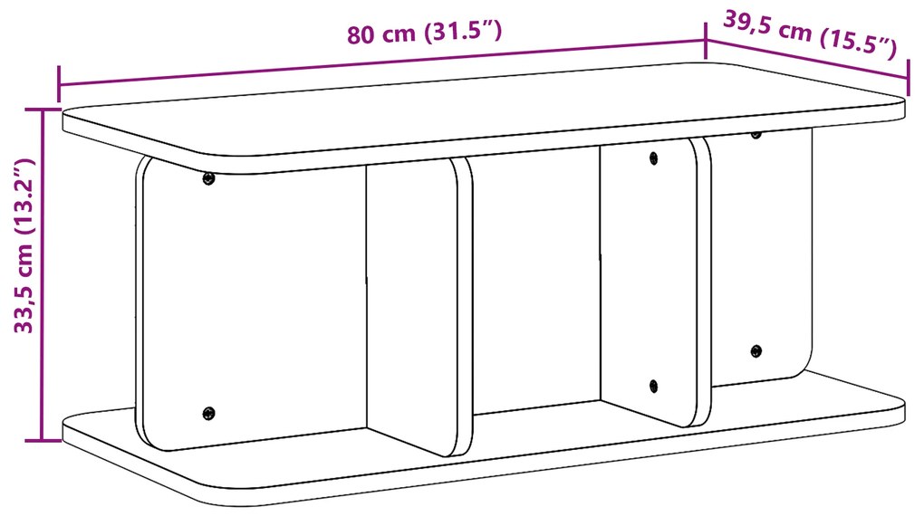 Mesa de centro Castanho-mel 80 x 39,5 x 33,5 cm