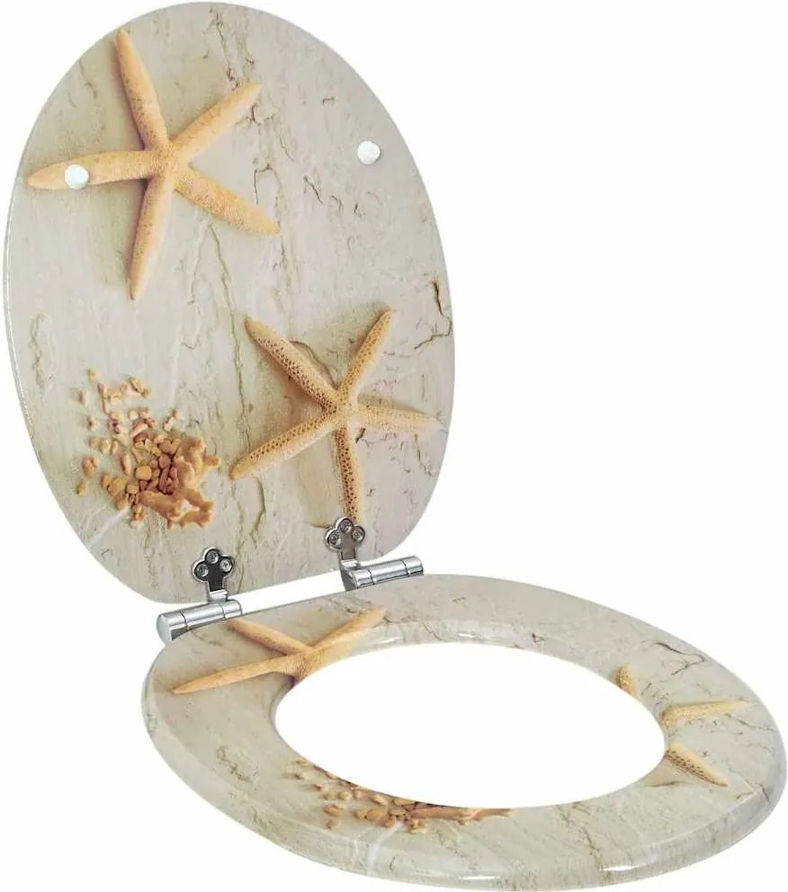 vidaXL Assento de Sanitário com Fechamento Suave Amarelo e Branco