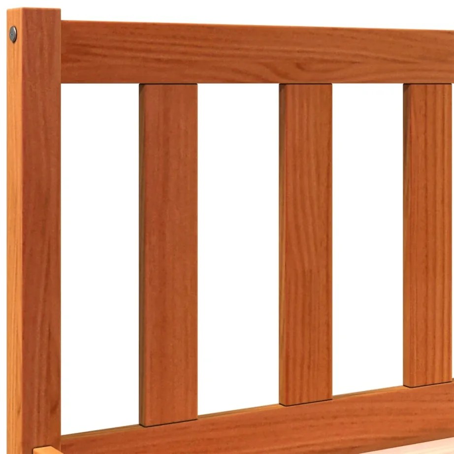 Cama sem colchão 140x200 cm madeira pinho maciça castanho-mel