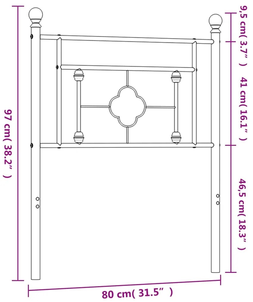 Cabeceira de cama 75 cm metal preto