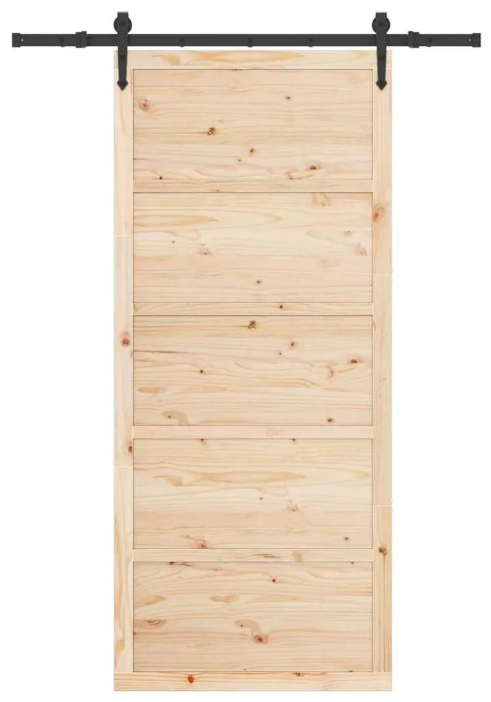 Porta Deslizante Castanho 80 x 208 cm Madeira de pinho maciça
