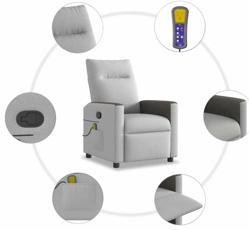 Cadeira de massagem reclinável tecido cinzento