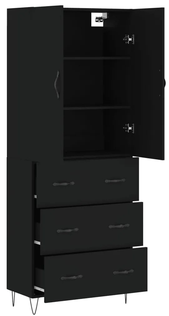 Armário alto 69,5x34x180 cm derivados de madeira preto