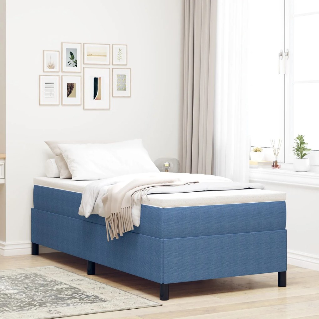 Estrutura de Cama vidaXL Azul 90x190 cm em Tecido Corduroy