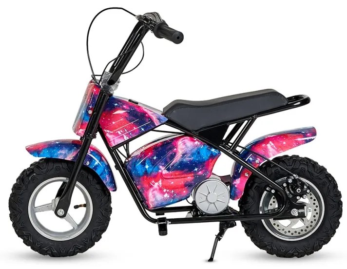 Mini moto eléctrica 300W 36V para crianças +5 anos, até 70Kg inclui 1 par de rodas Rosa Militar