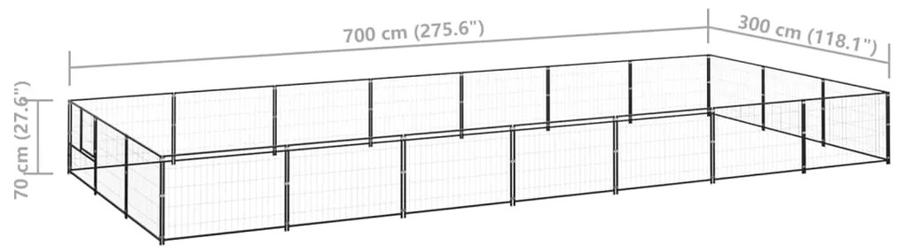 Canil para cães 21 m² aço preto