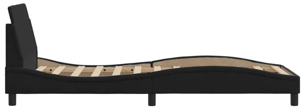 Estrutura de cama c/ cabeceira couro artificial 80x200 cm preto