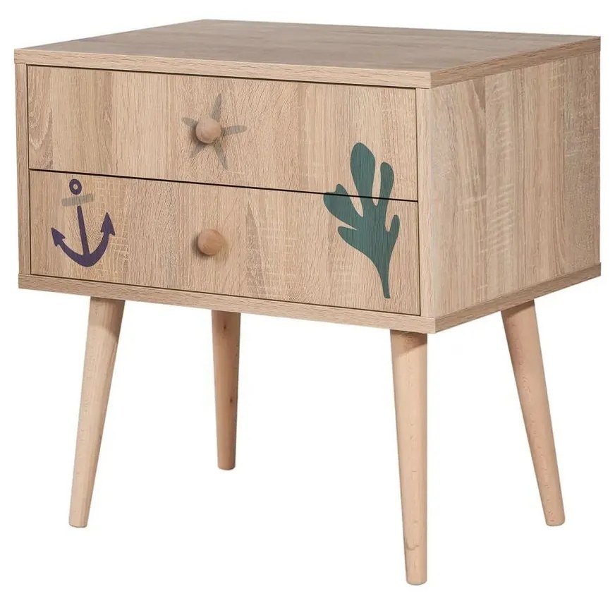 Mesa de Cabeceira City Two – Multicolor – 60x61x40 cm