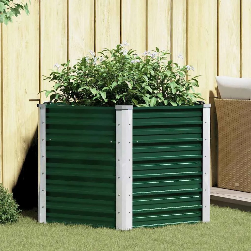 vidaXL Canteiro elevado jardim aço galvanizado 129x129x77 cm verde