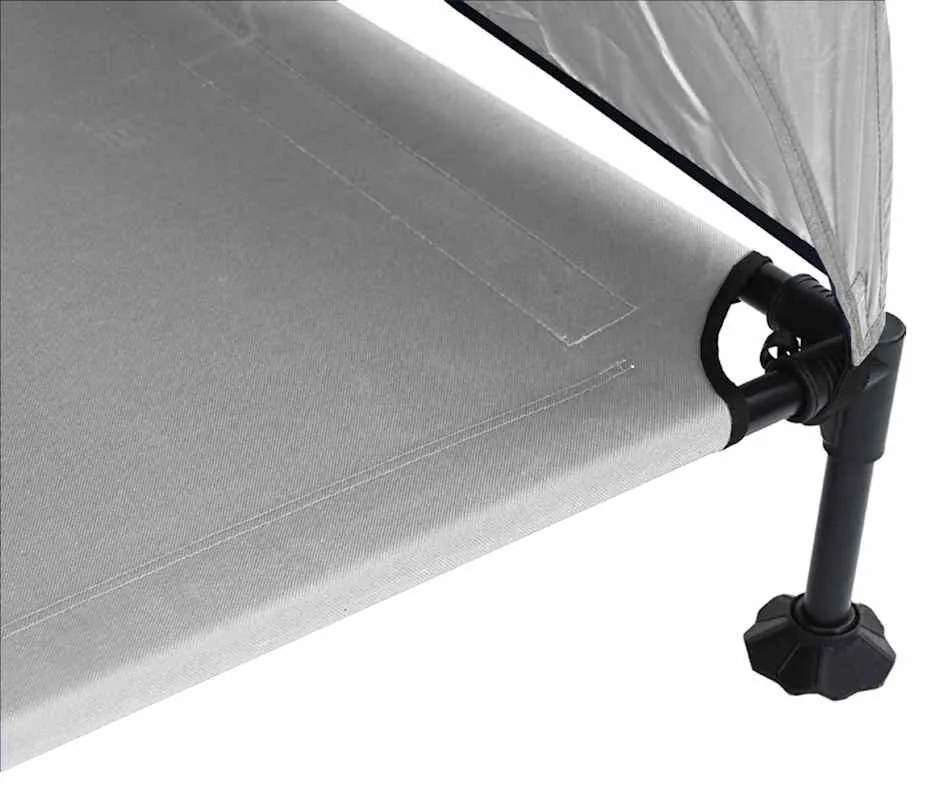 Cama Elevada para Cães com Toldo Removível Cinza Prateado XL Aço