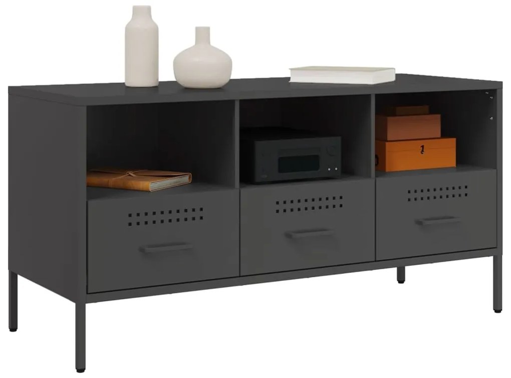 Móvel de TV 100,5x39x50,5 cm aço preto