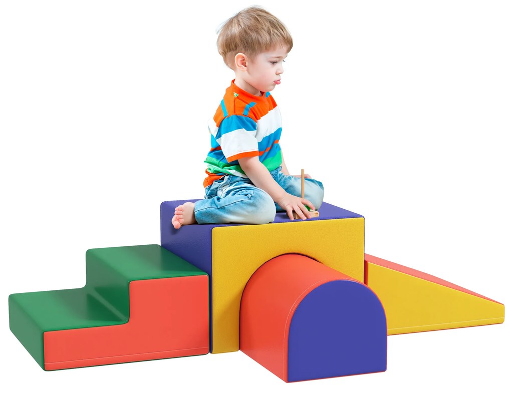 HOMCOM Conjunto de 4 Blocos de Espuma para Crianças Figuras de Construção Brinquedo de Aprendizagem Infantil 150x50x39cm Multicor | Aosom Portugal