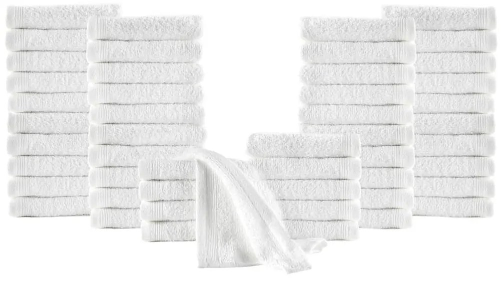 vidaXL Toalhas de hóspedes 50 pcs algodão 350 g 30x50 cm branco