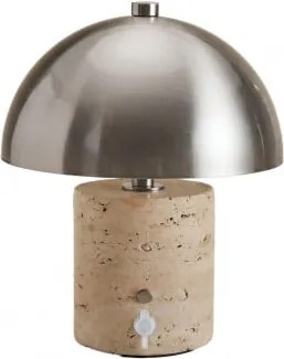 Lâmpada De Mesa Led Sem Fios Para Exterior Em Ferro E Pedra Natural Nicolas Travertino - Sklum