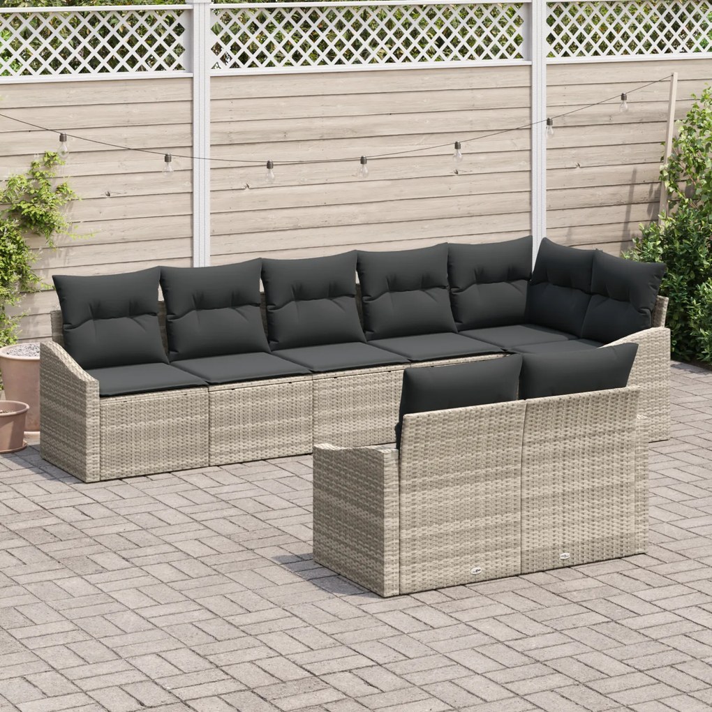 Conjunto de Jantar para Jardim de 8 Peças com Almofadas Cinza Claro Vi