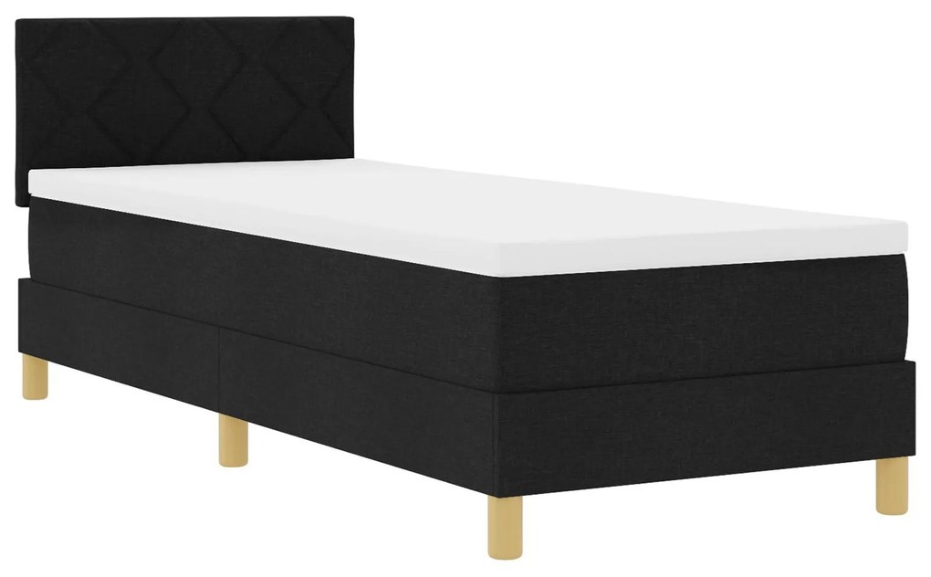 Cama Box Spring com Colchão Preto 80x200 cm Tecido