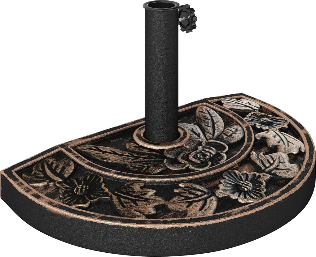 Outsunny Base Guarda-sol Resina Semicircular Suporte Estável Mastros Diferentes 9kg Compacta 50x31x32cm Cor Bronze | Aosom Portugal
