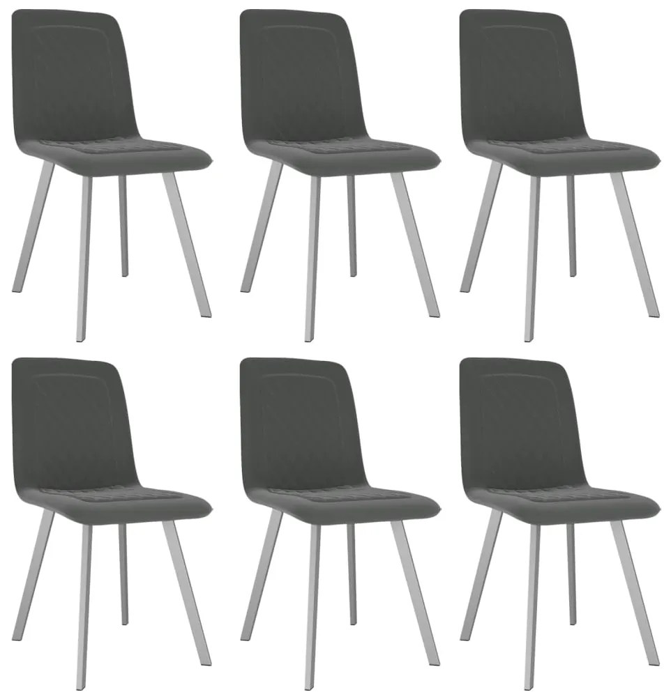 vidaXL Cadeiras de jantar 6 pcs veludo cinzento