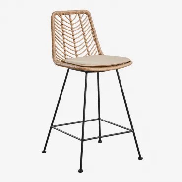 Pacote De 2 Bancos Altos Em Rattan Sintético Gouda Natural Natural & ↑65 Cm & Negro & Castanho Areia - Sklum