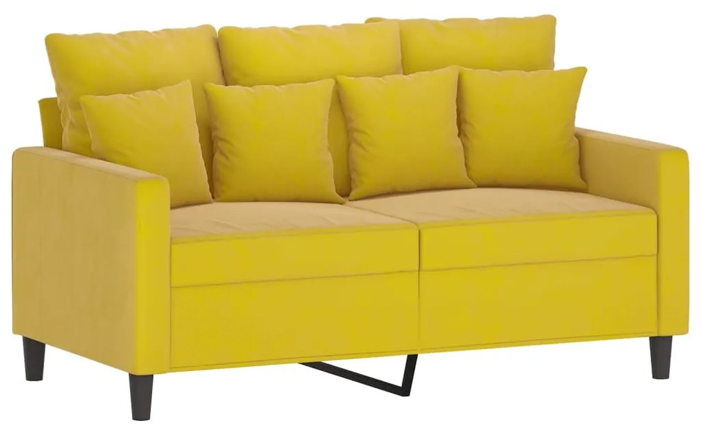 3 pcs conjunto de sofás com almofadões veludo amarelo