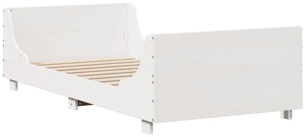 Cama sem colchão 90x200 cm madeira de pinho maciça branco