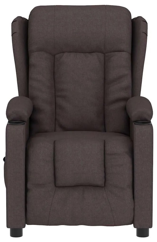 Poltrona de massagens elétrica tecido castanho-escuro