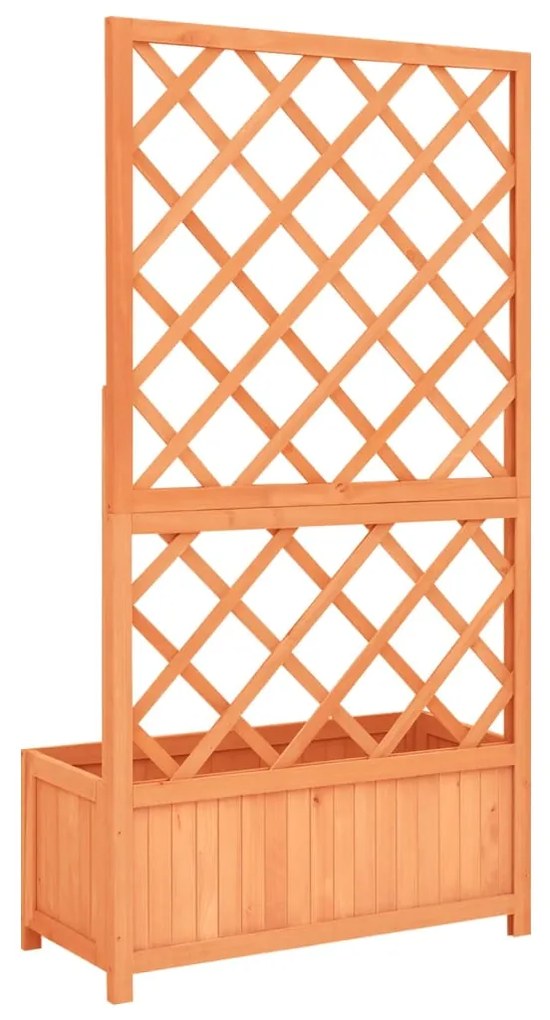 Vaso com treliça para jardim 70x30x135 cm abeto maciço castanho