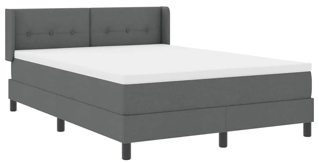 Cama Box Spring com Colchão Cinza Escuro, 140 x 200 cm, Tecido
