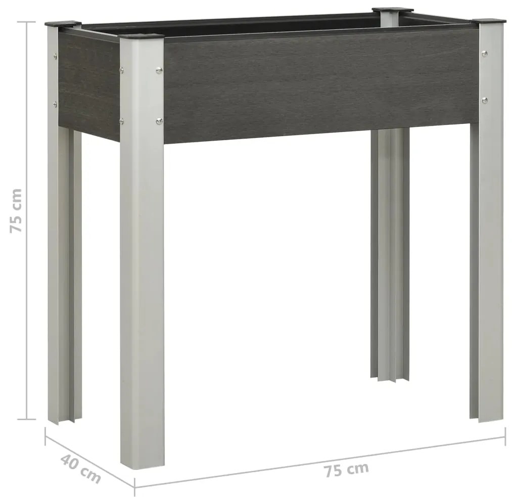 Canteiro elevado de jardim 75x40x75 cm WPC cinzento
