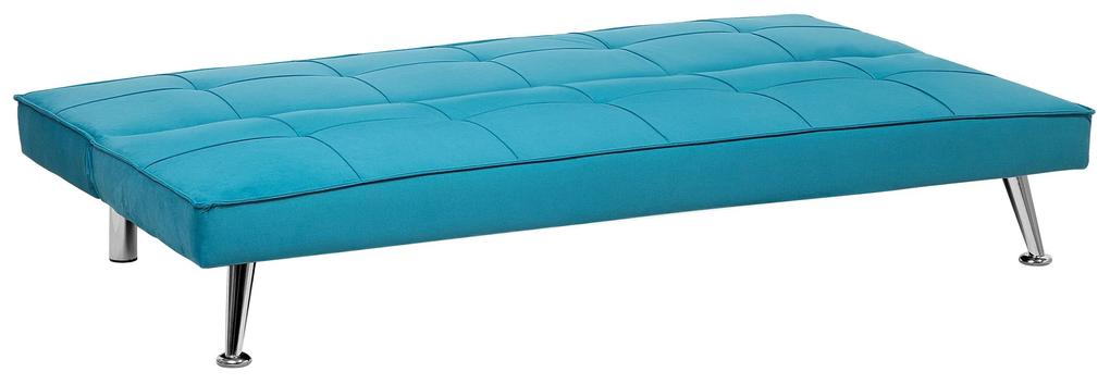 Sofá-cama de 3 lugares em tecido azul turquesa HASLE Beliani