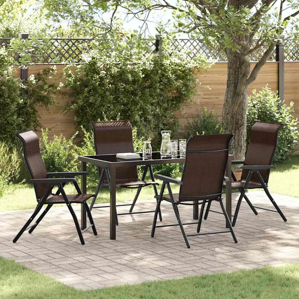 vidaXL Conjunto de Jantar de Jardim 5 Peças em Rattan Sintético Marrom