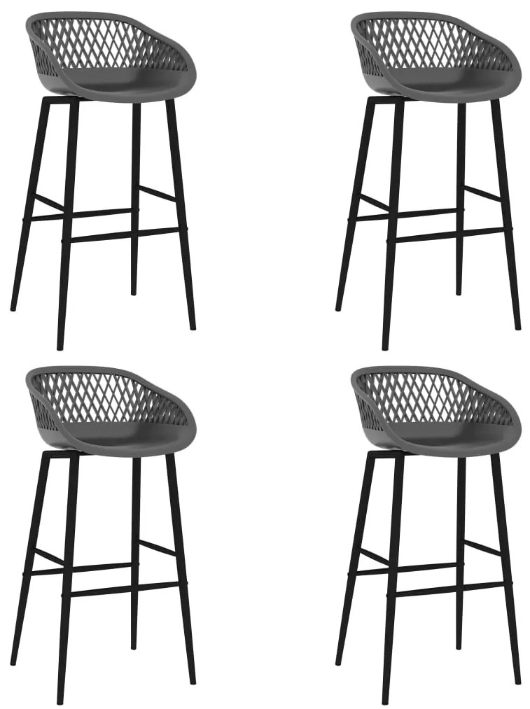 vidaXL Cadeiras de bar 4 pcs cinzento