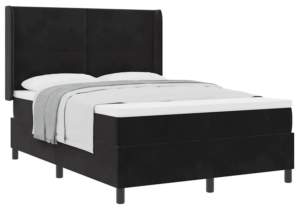 Cama Box com Colchão vidaXL Preto 140x190 cm Veludo
