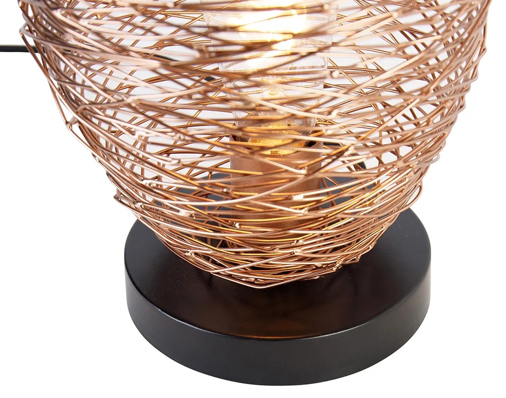 Candeeiro de mesa design cobre com preto 30 cm - Sarella Design