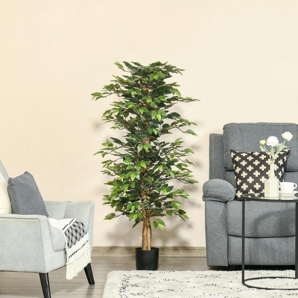 Planta Artificial Ficus no Vaso Altura 150cm Planta Artificial Decorativa com 1008 Folhas Realistas Planta Artificial para interior e Exterior Sala de