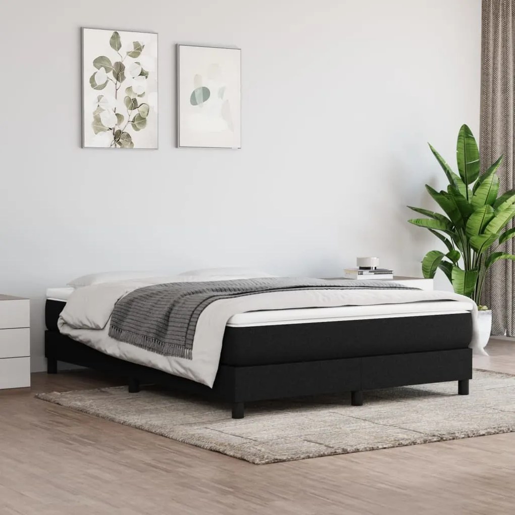vidaXL Estrutura de cama com molas 140x190 cm tecido preto