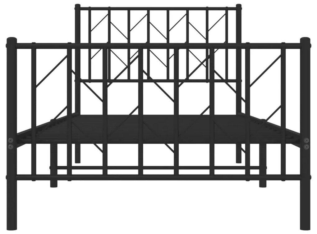 Estrutura de cama com cabeceira e pés 90x190 cm metal preto