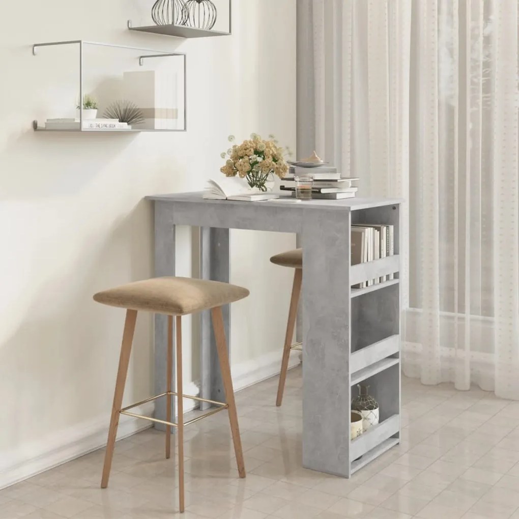 809471 vidaXL Mesa de bar com prateleira 102x50x103,5 cm cinza cimento
