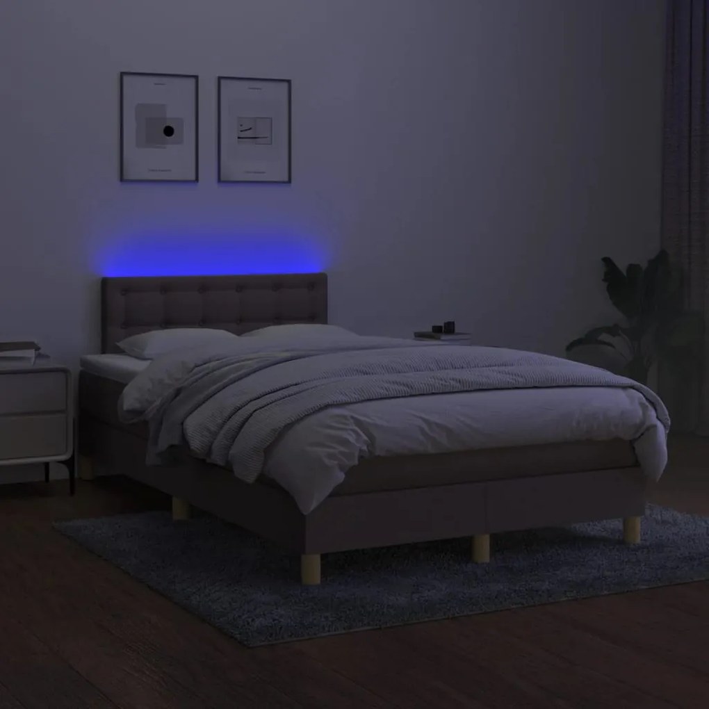 Cama box spring colchão/LED 120x190cm tecido cinza-acastanhado