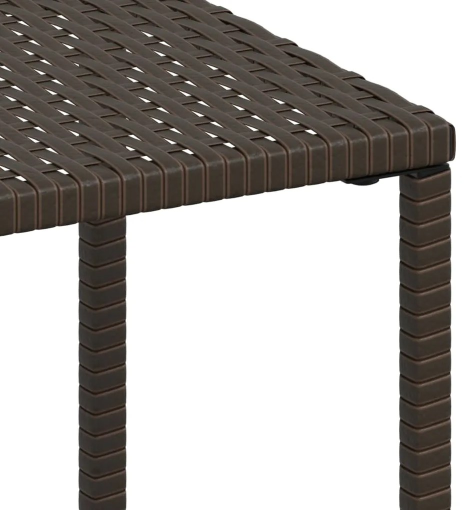 Espreguiçadeiras com mesa 2 pcs vime PE castanho