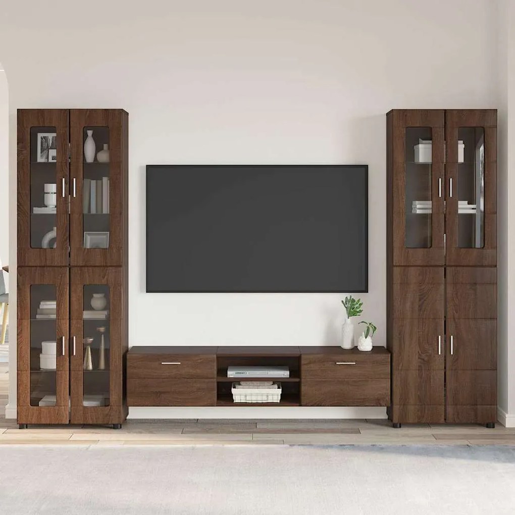 vidaXL Conjunto de móvel de TV Carvalho Marrom Madeira processada
