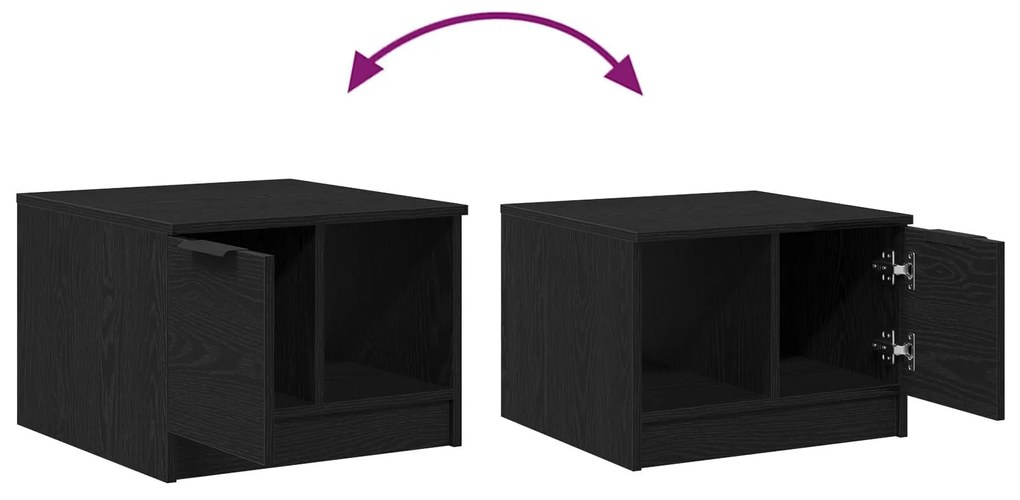 Mesa de Café vidaXL Preto Carvalho 50x50x36 cm Madeira Engenharia